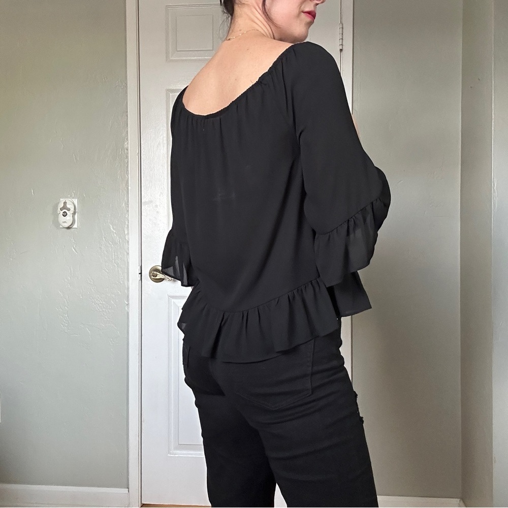 3/$20 Bar III sheer ruffle top, size small - Picture 4 of 7